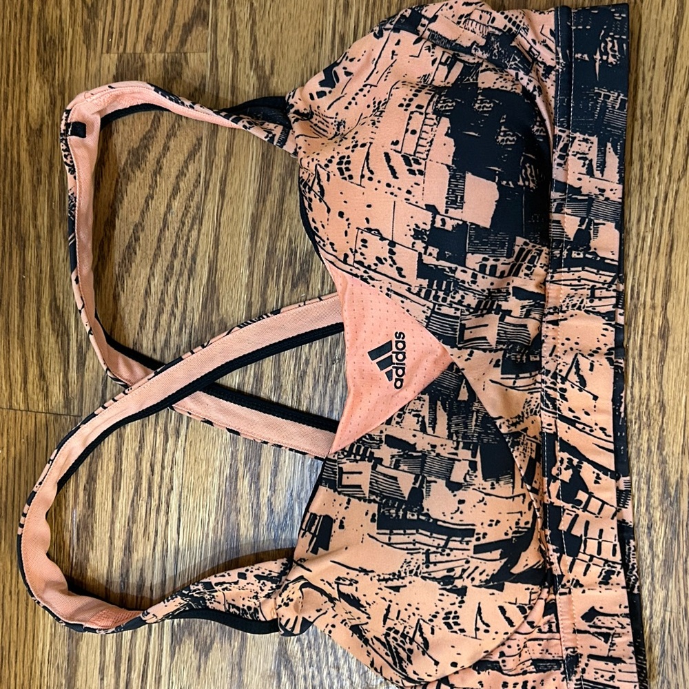 Adidas Graphic Peach and Black Bra